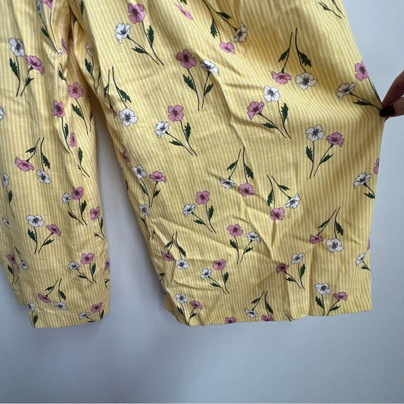Revolve Finders Keepers Limoncello Cropped Jumpsuit Wide Leg Linen Flower Stripe - Picture 10 of 16